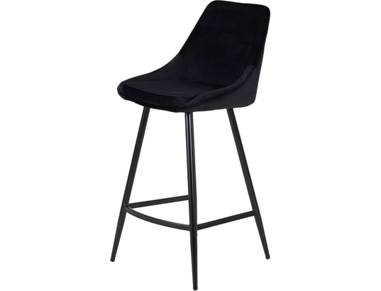 CONCEPT1 - Tabouret de bar Lot de 2 T. Bari noir carbone velours (bar)