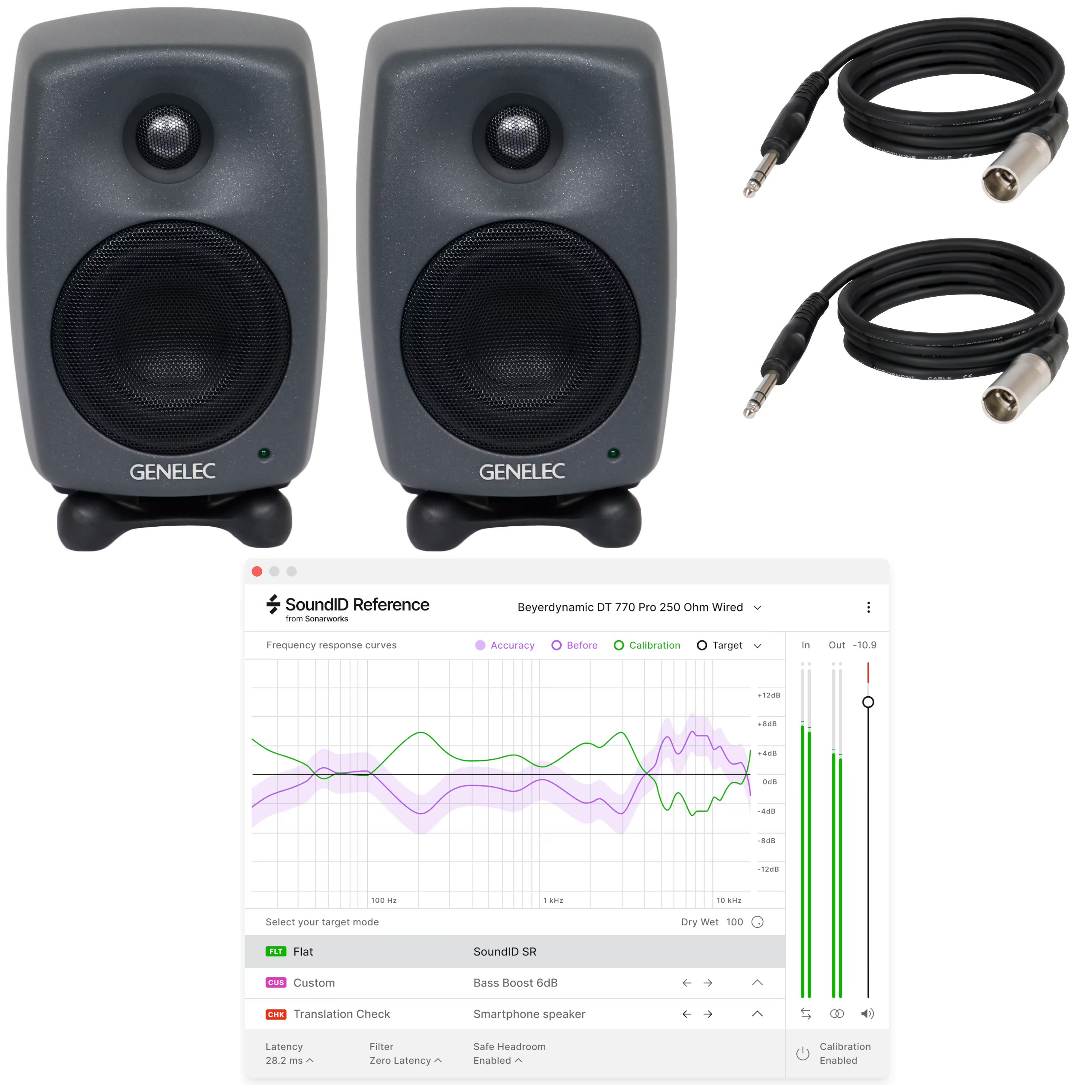 Genelec 8020D (2x) + monitorkalibratie + kabels