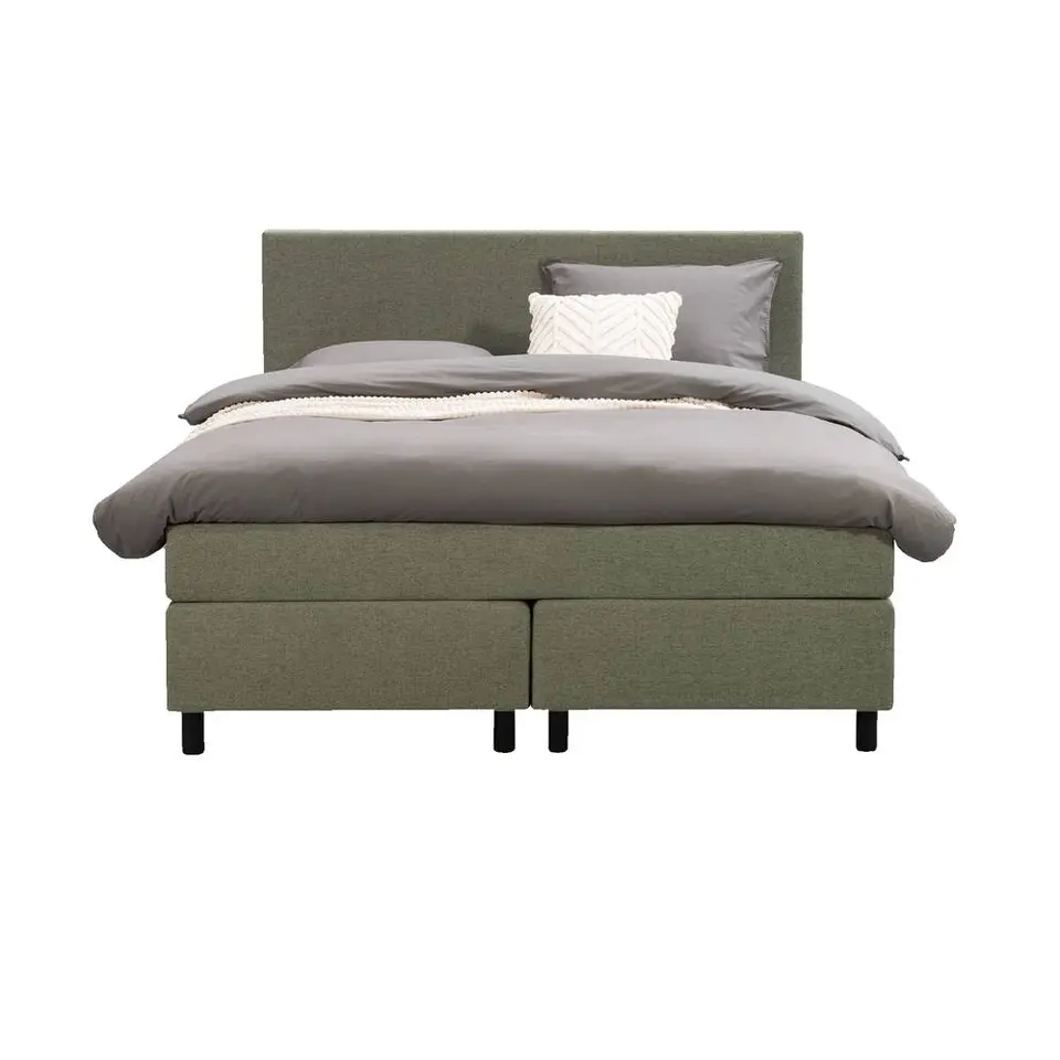 Boxspring Liv egaal - groen - 140x200 cm - ronde poot