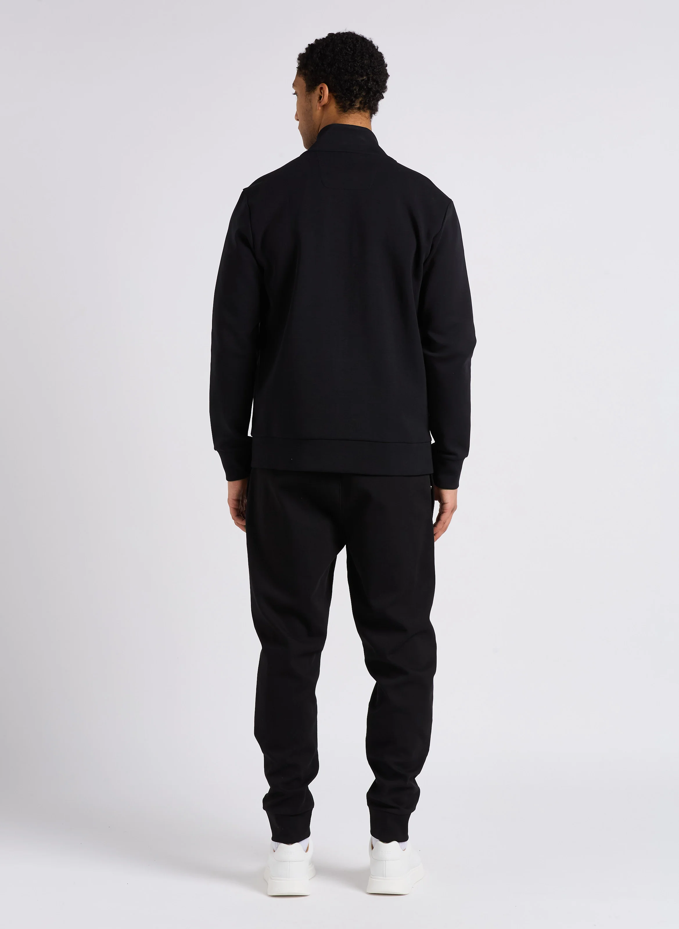 Sweat droit zippée sérigraphié en coton stretch | Noir