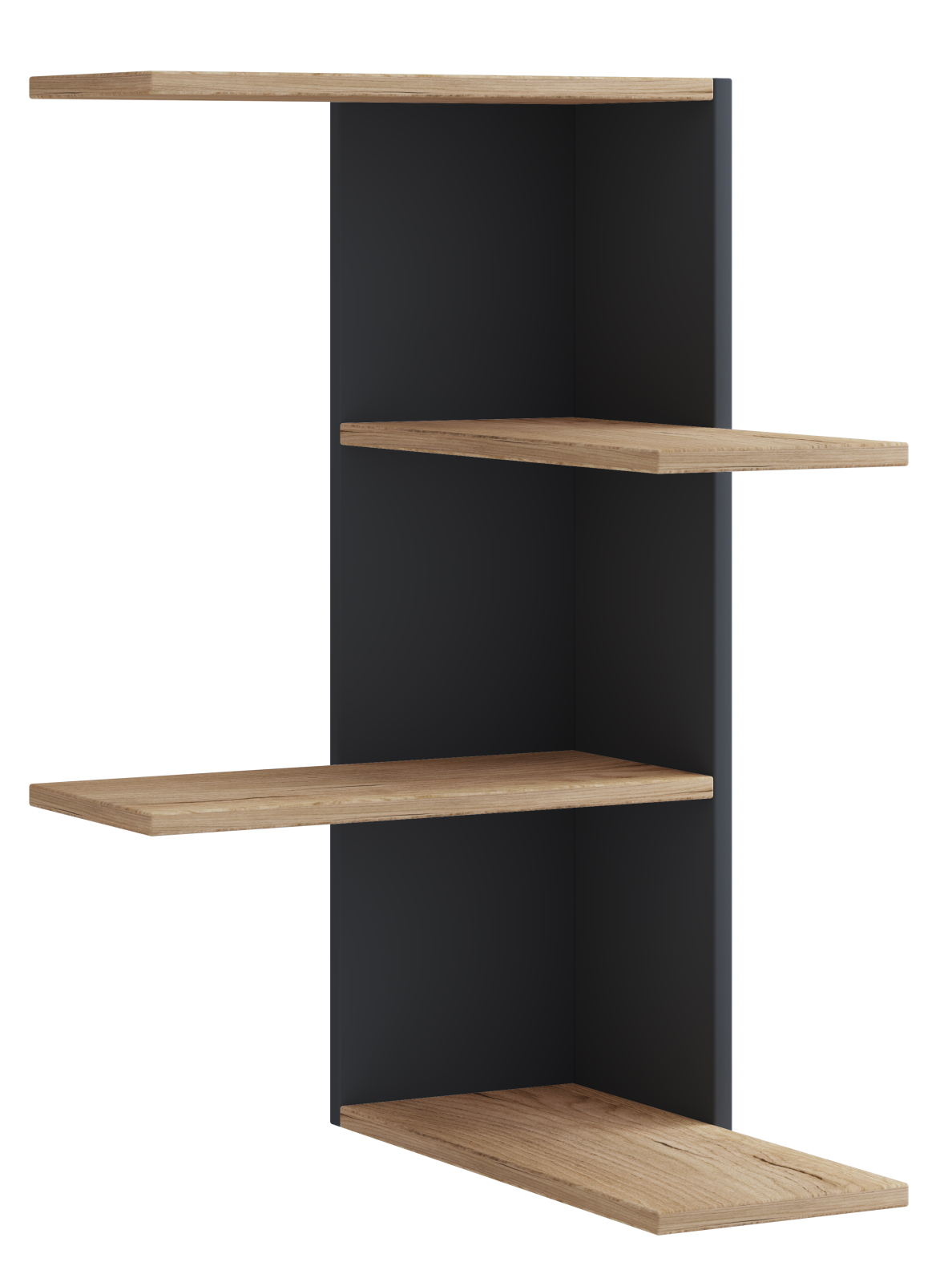 Eckregal BALOS - schwarz-Honig Eiche - 4 Ablagen - 45 cm