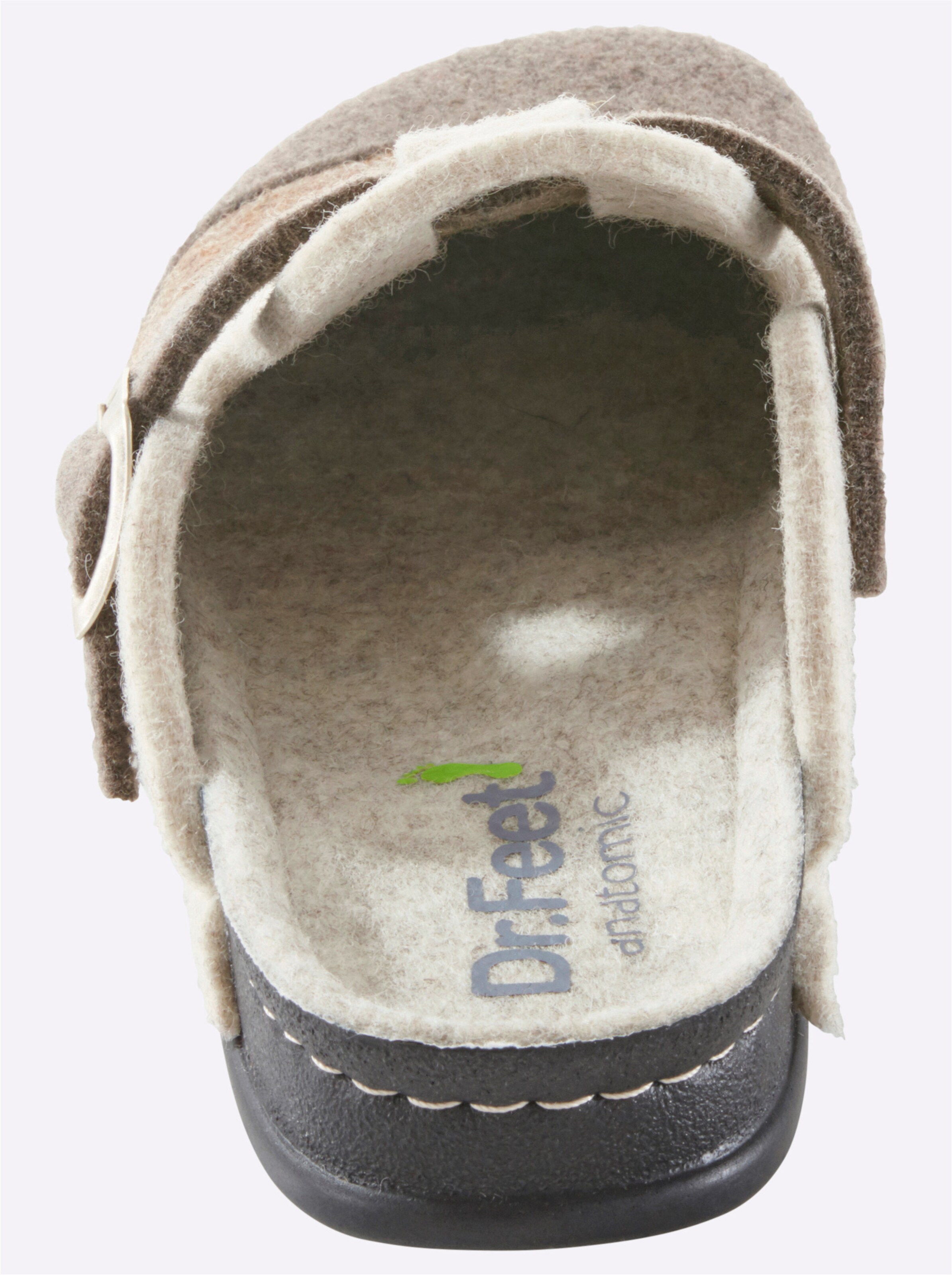Dr. Feet Hausschuh in taupe-gestreift