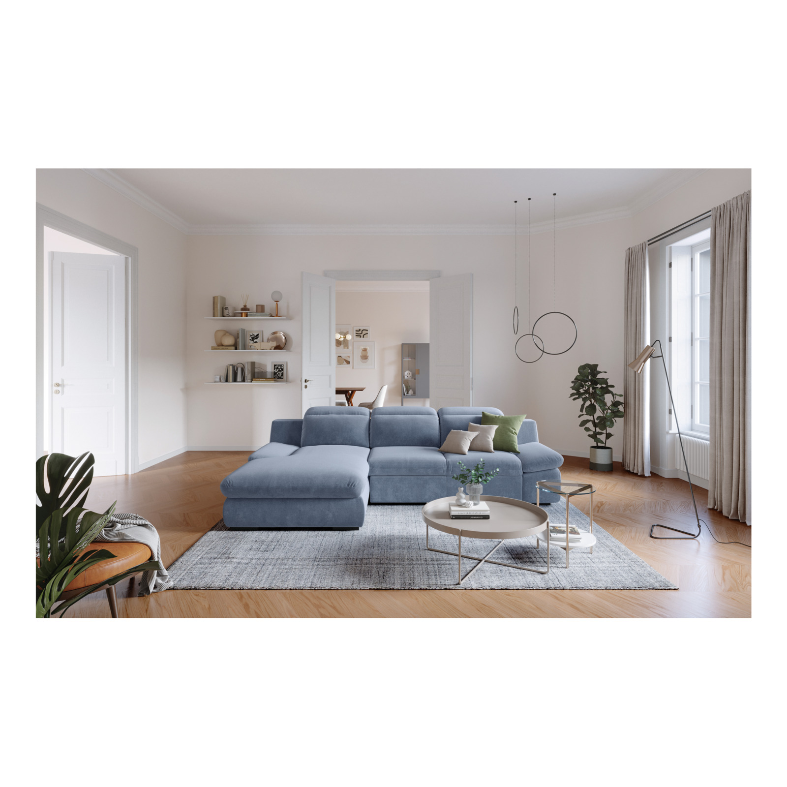 Ecksofa Lorena Stoff, Recamière links
