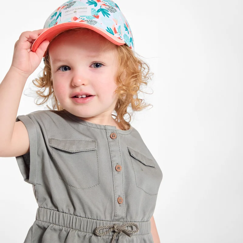 Casquette fleurie rose bébé fille Gris ou noir
