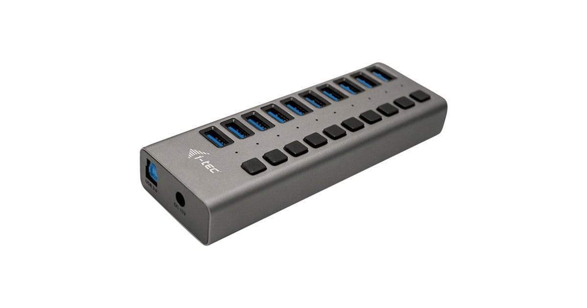 i-tecUSB 3.0 Charging HUB 10 port + Power Adapter usb-hub  (Zwart)