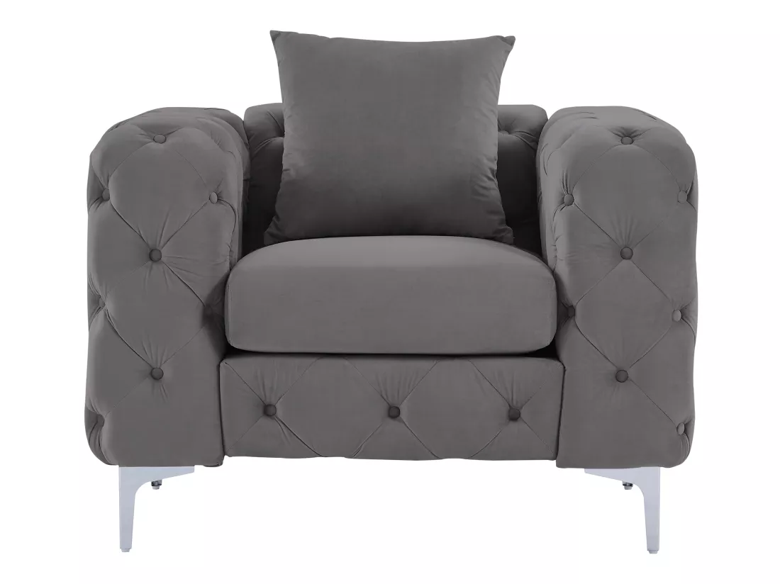 Canapé 3 places et fauteuil en velours anthracite EDWINA