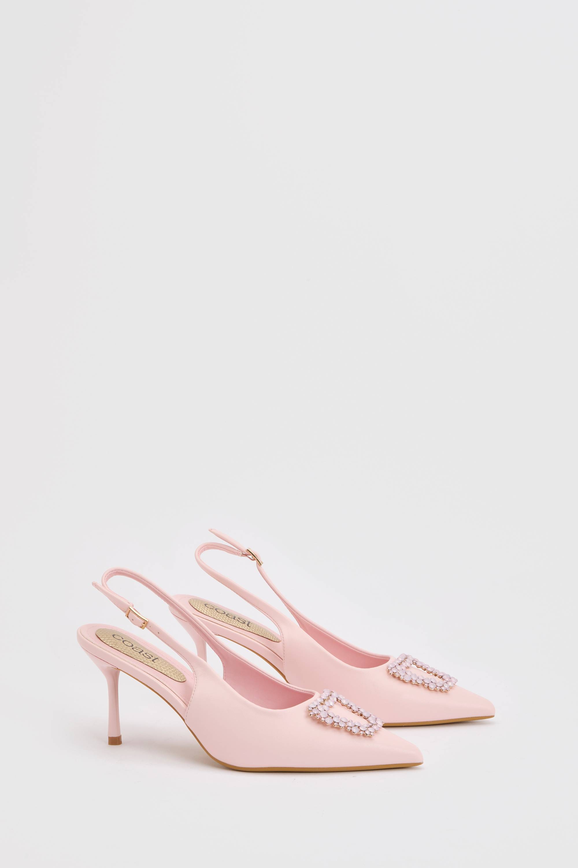 Coast Escarpins Diana À Bride Arrière En Synthétiquecuir Rose Avec Liseré Carré Coloré Et Talon Aiguille Moyen