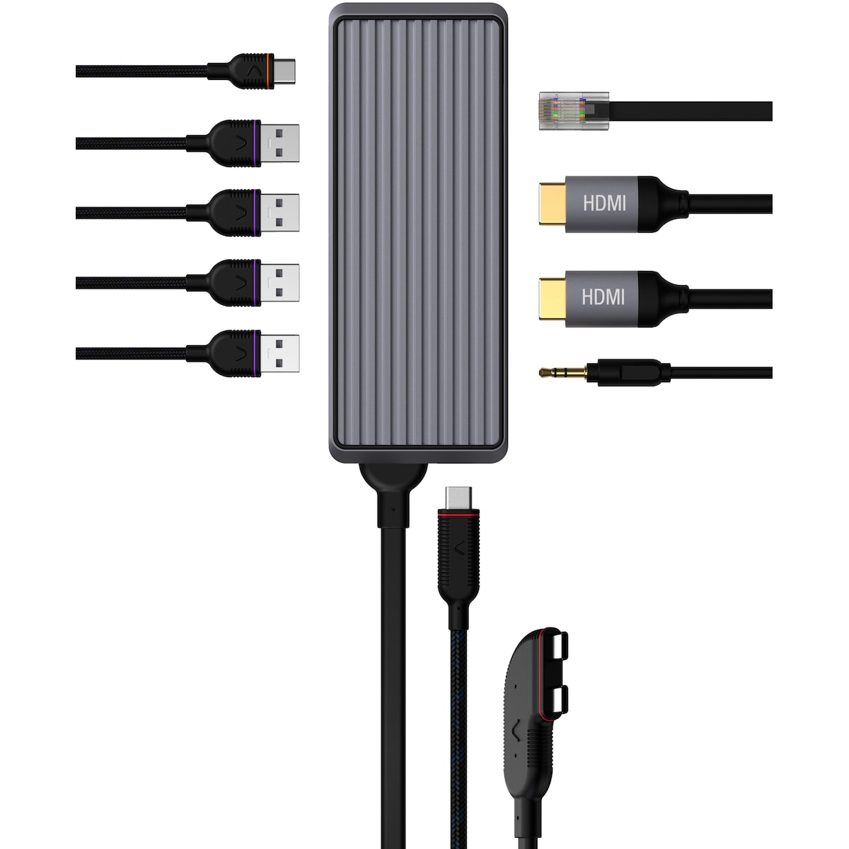 Unisynk 10 Port Dual Screen Hub adapter for Mac (stellargrå)