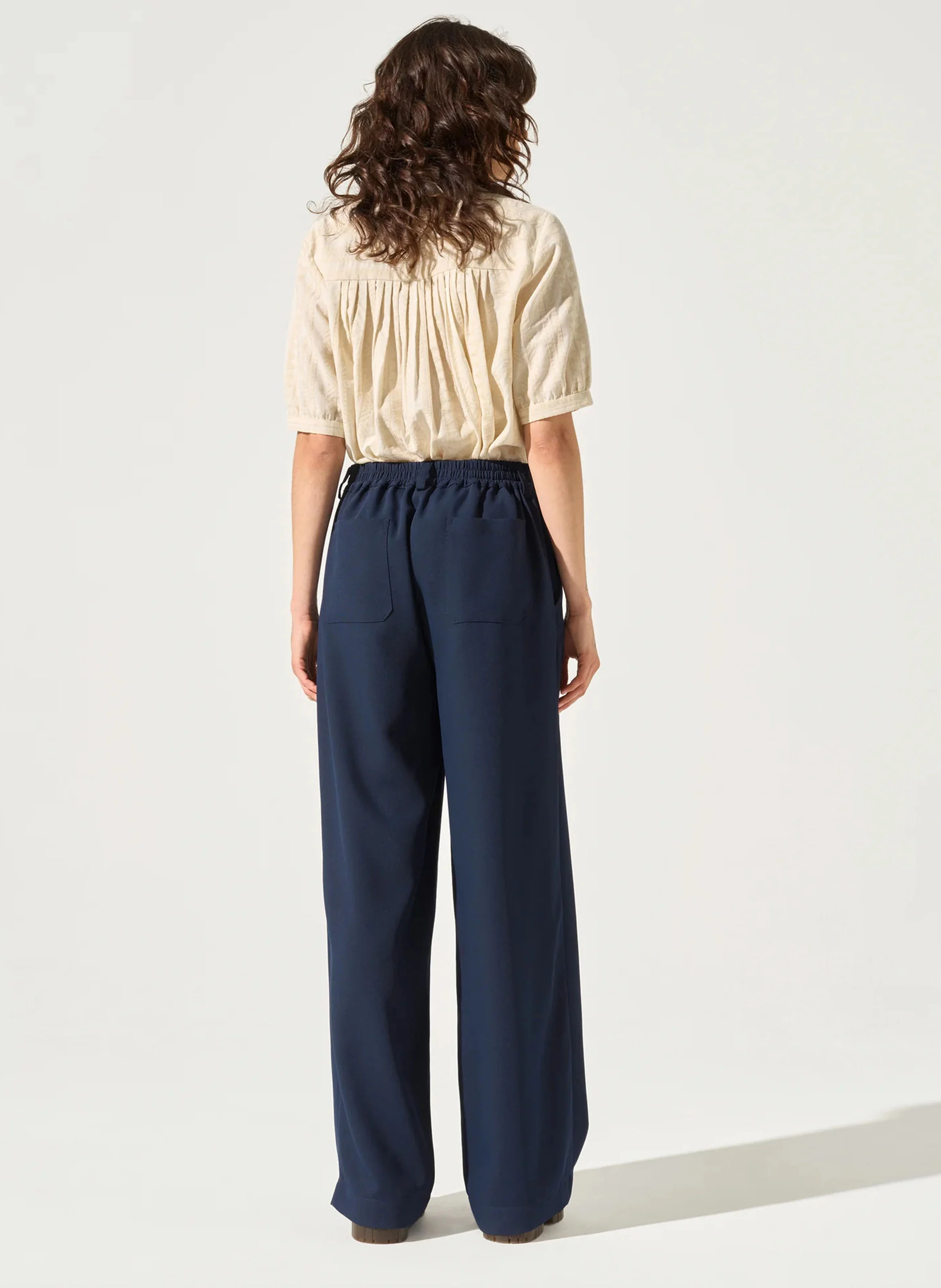 DANIRA - Pantalon large taille haute | Bleu