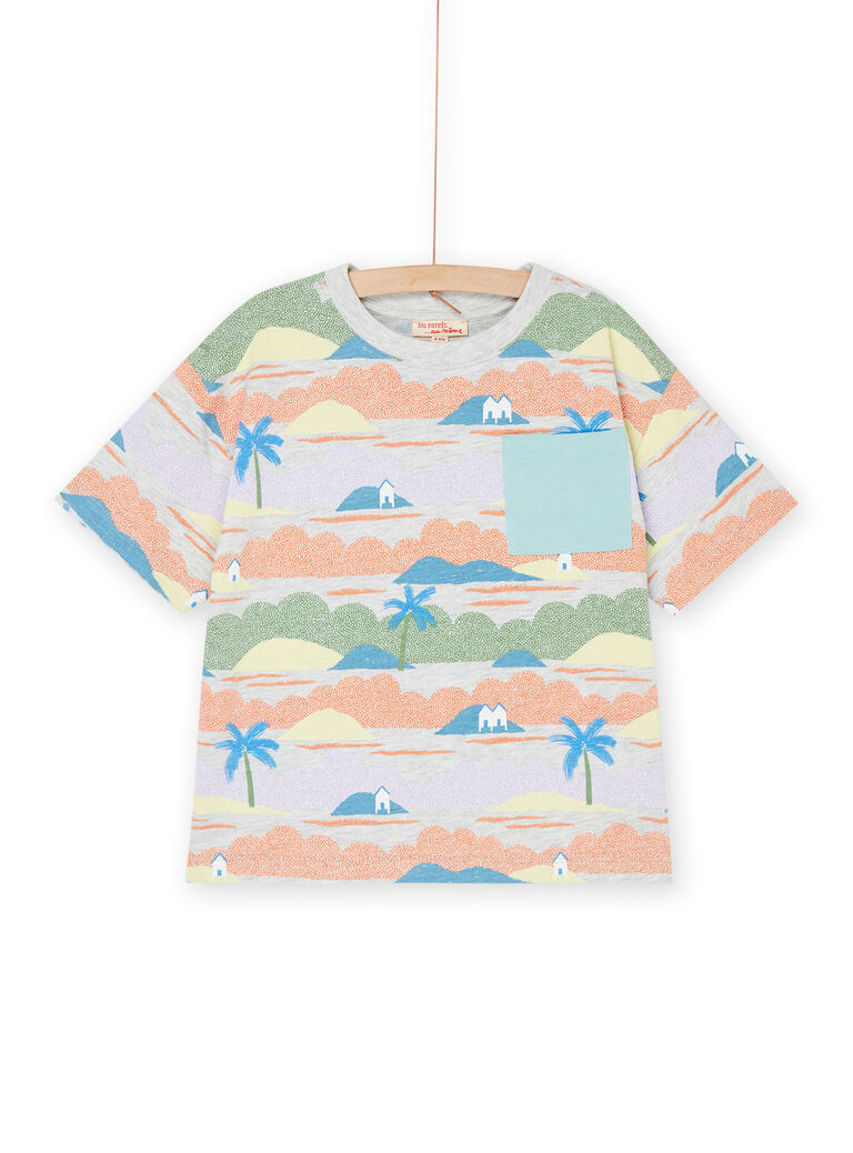 T-shirt multicolore à imprimé paysage