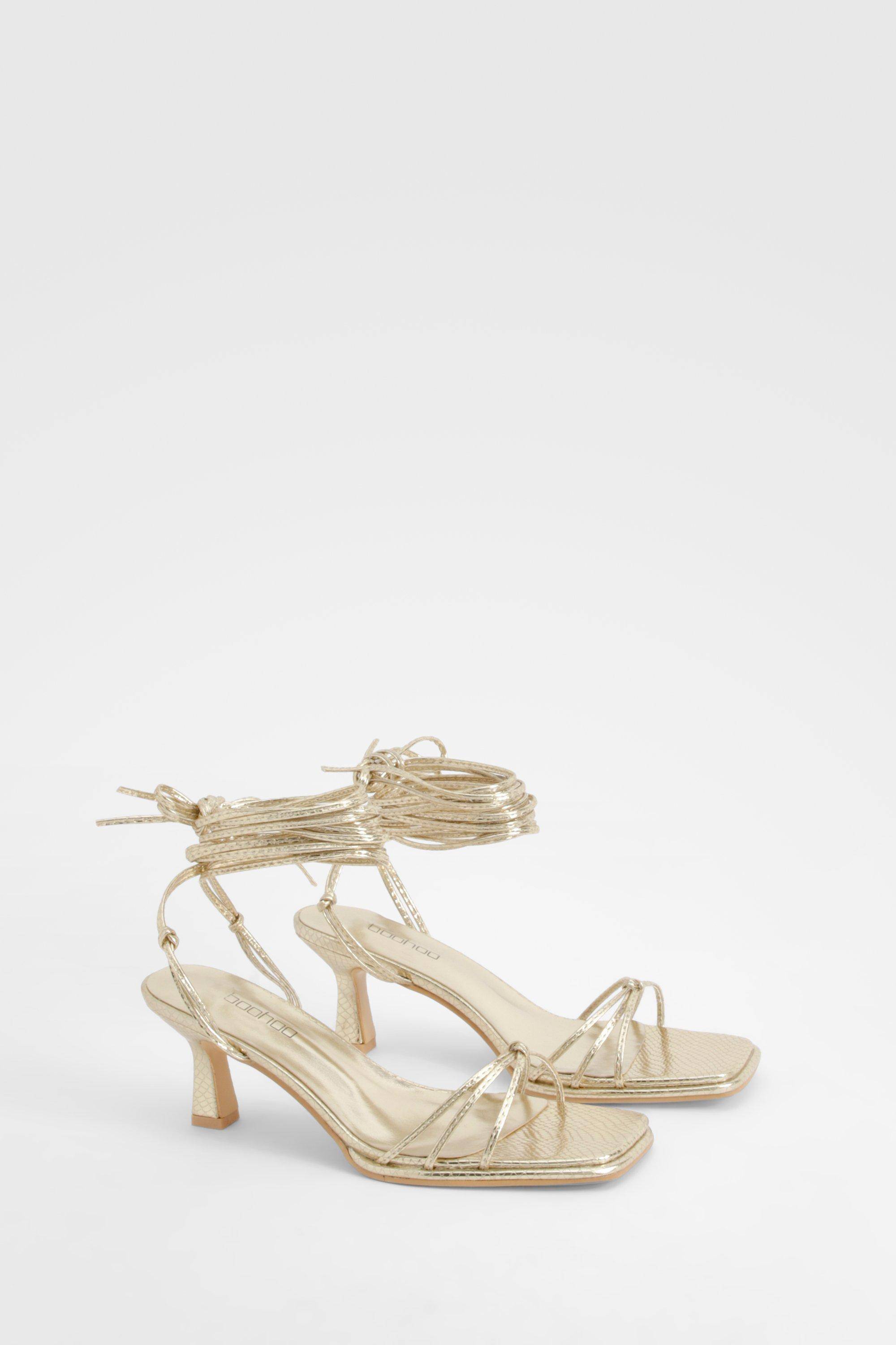 boohoo Talons métalliques à lanières effet croc et coupe large