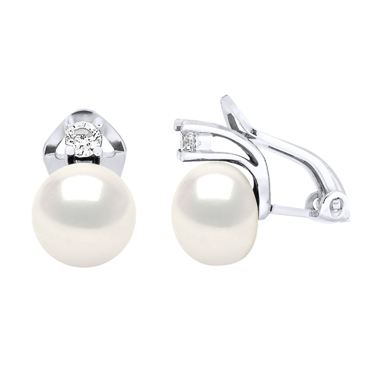 Pearl Addict Boucles d'oreilles Alexa Argent & Perles d'Eau Douce blanches
