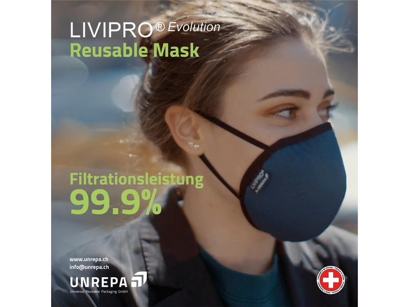 UNREPA Community Stoffmaske LIVIPRO Evolution Gr. L, Schwar Community Stoffmaske LIVIPRO Evolution, waschbar
