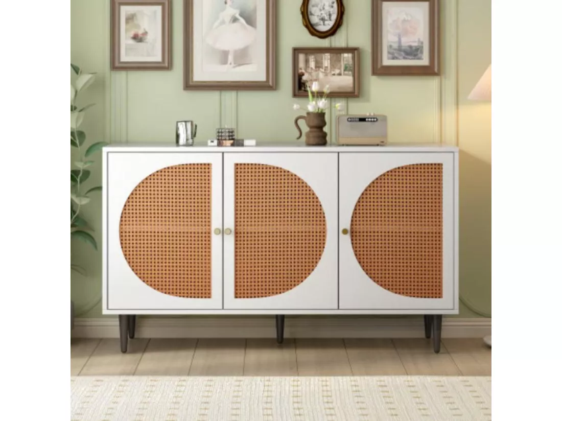 Commode à tiroirs minimaliste,blanche,d129.8 cm x h76 cm