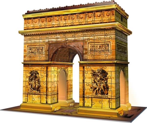 Ravensburger 3D Puzzle Triumphbogen bei Nacht 12522 - das berühmte Wahrzeichen aus Paris - leuchtet im Dunkeln