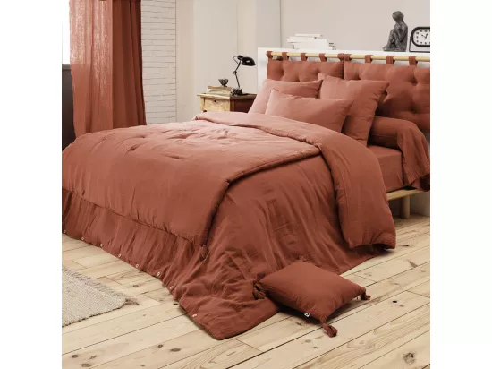 OUREA - Taie de Traversin 85x185cm Gaze de Coton Terracotta