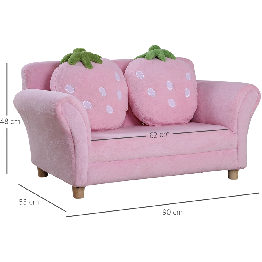 HOMCOM Kinder Erdbeersofa rosa, grün