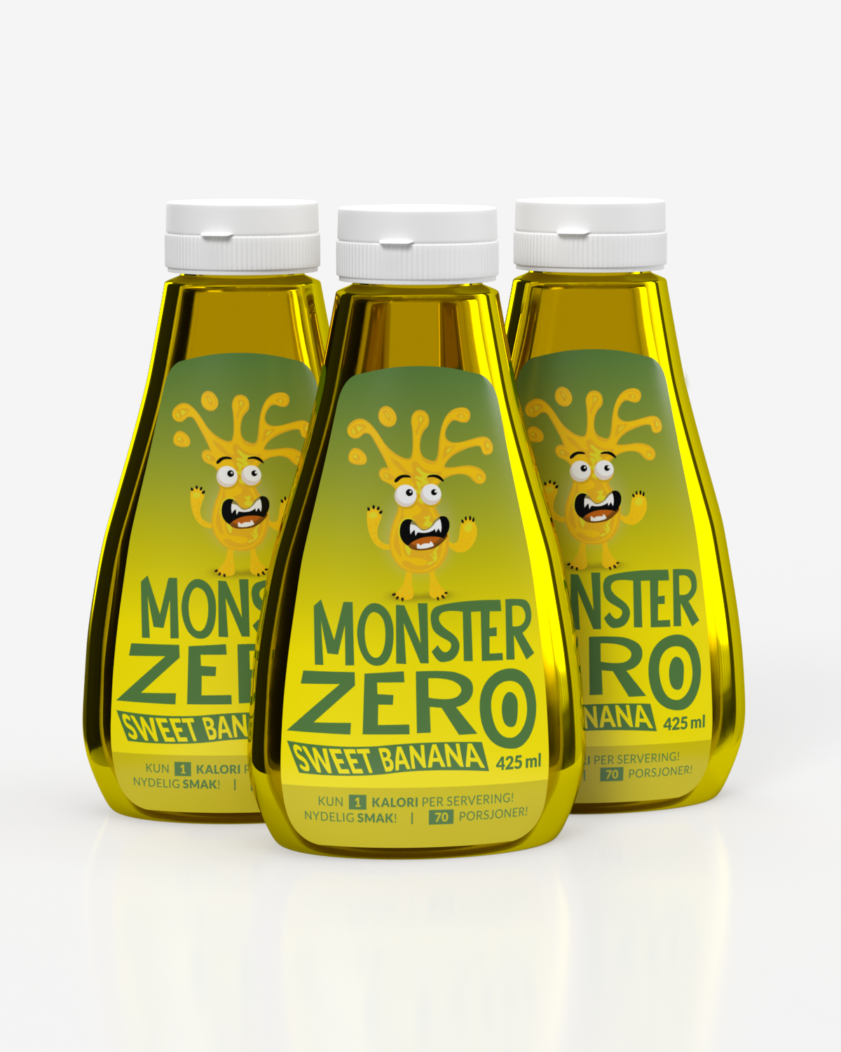 3x Monster Zero Calorie Syrup - Sweet Banana 425ml - TREPAKNING! - DATODEAL