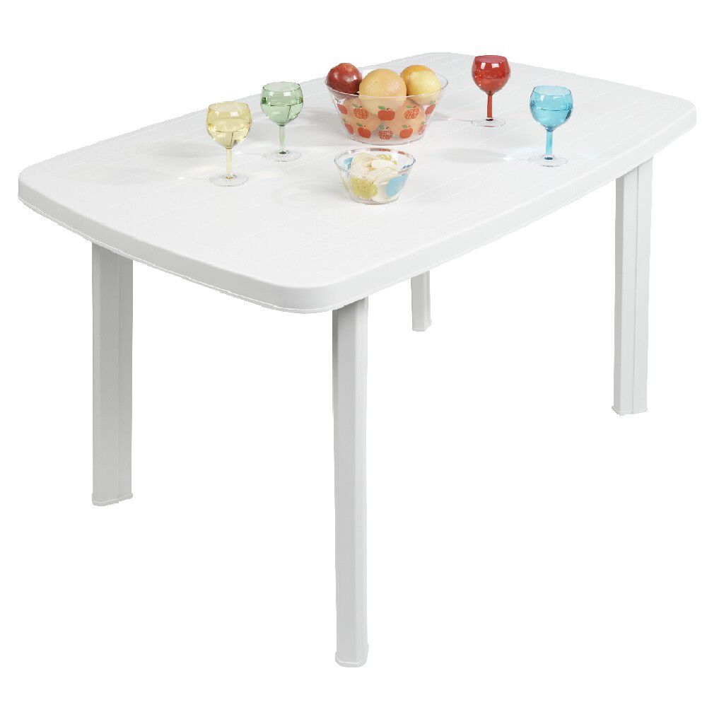 Table de jardin rectangulaire 6 personnes blanche Viva