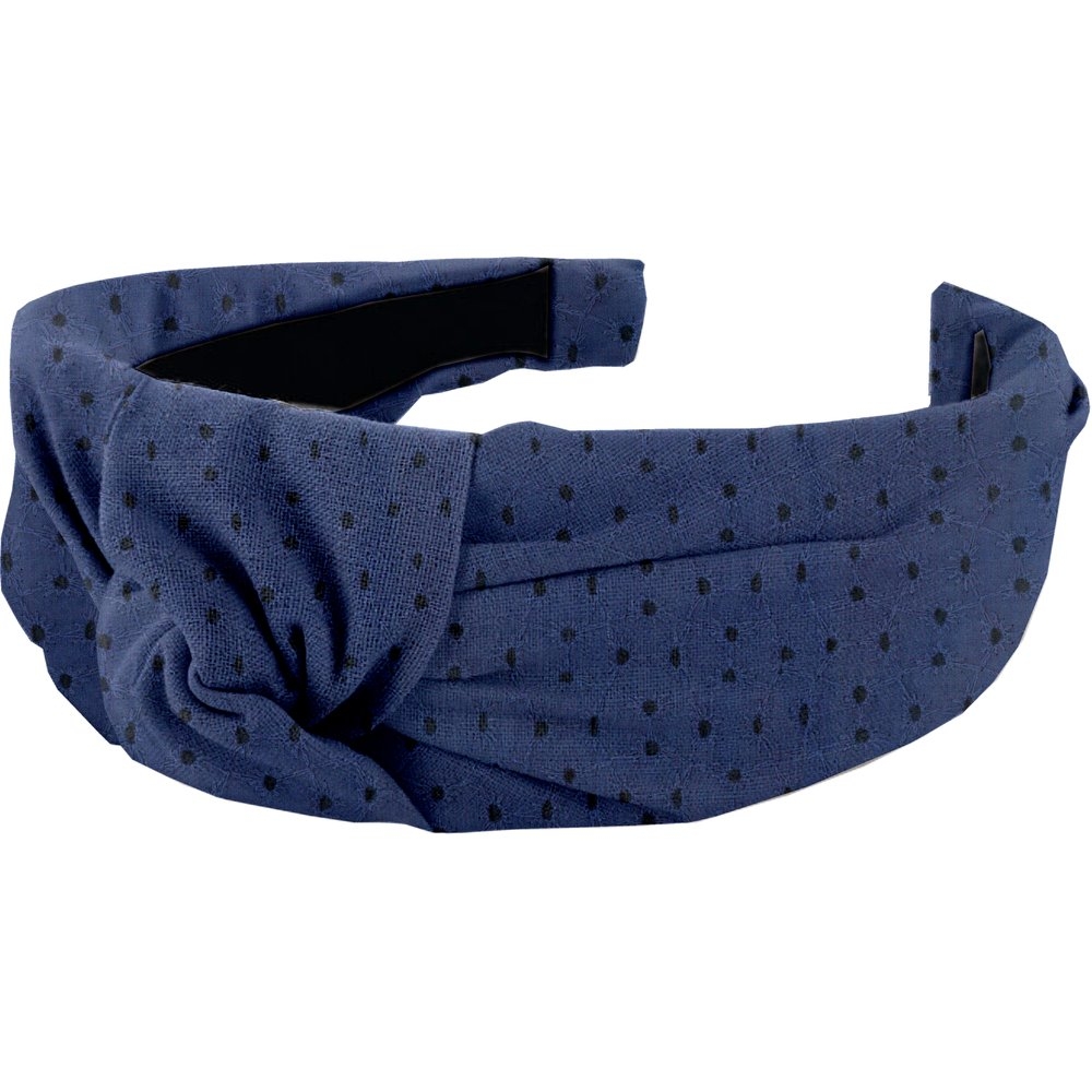 Serre-Tête Large Croisé Broderie Anglaise Marine