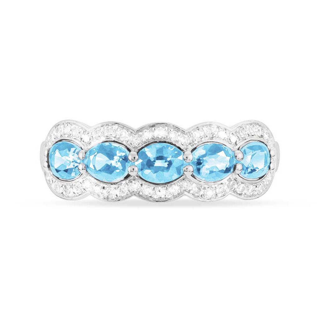 Bague Margaux Or Blanc Topaze Et Diamant