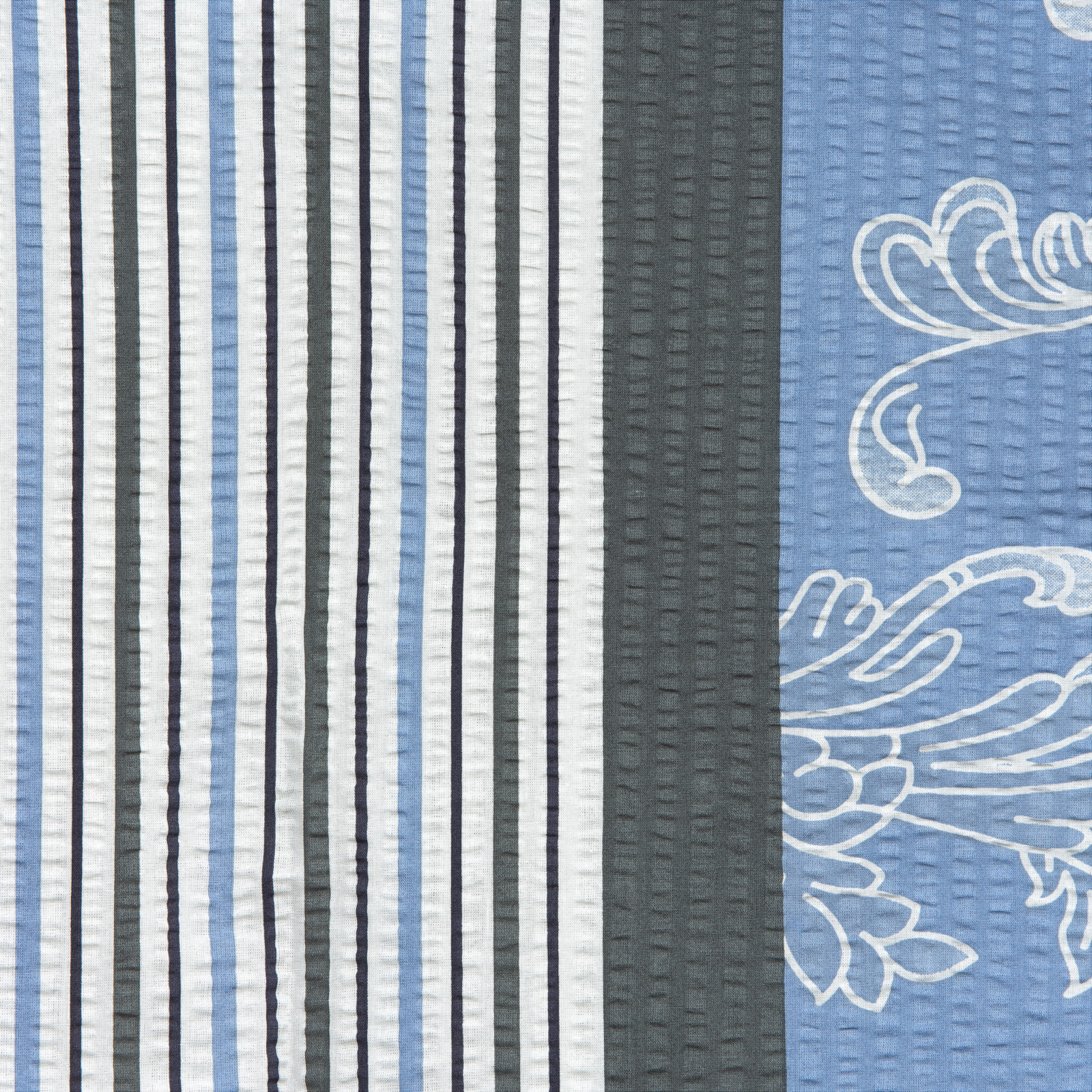 Bettwäsche Seersucker blau mit Ornamenten 200x210 2x65x65 Bettanzug Fra