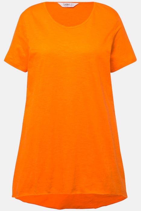 Longshirt, Rundhals, Halbarm, gerundeter Saum