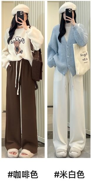 evanesce - Corduroy broek met trekkoord in de taille en wijde pijpen
