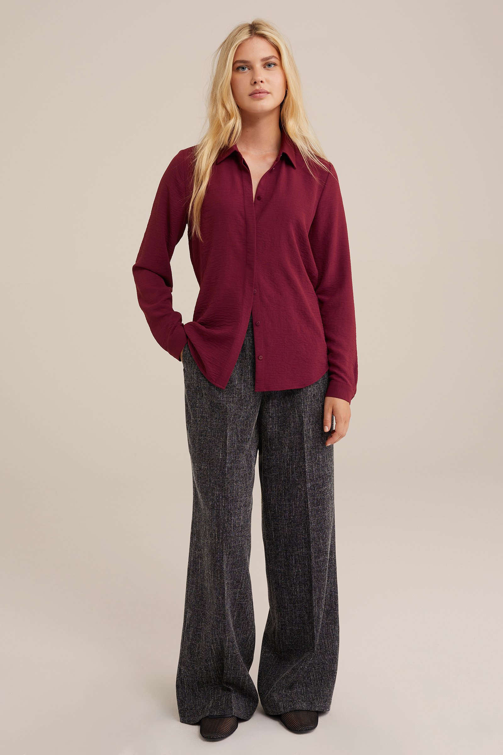 blouse met fijne structuur WE Fashion Donkerrood