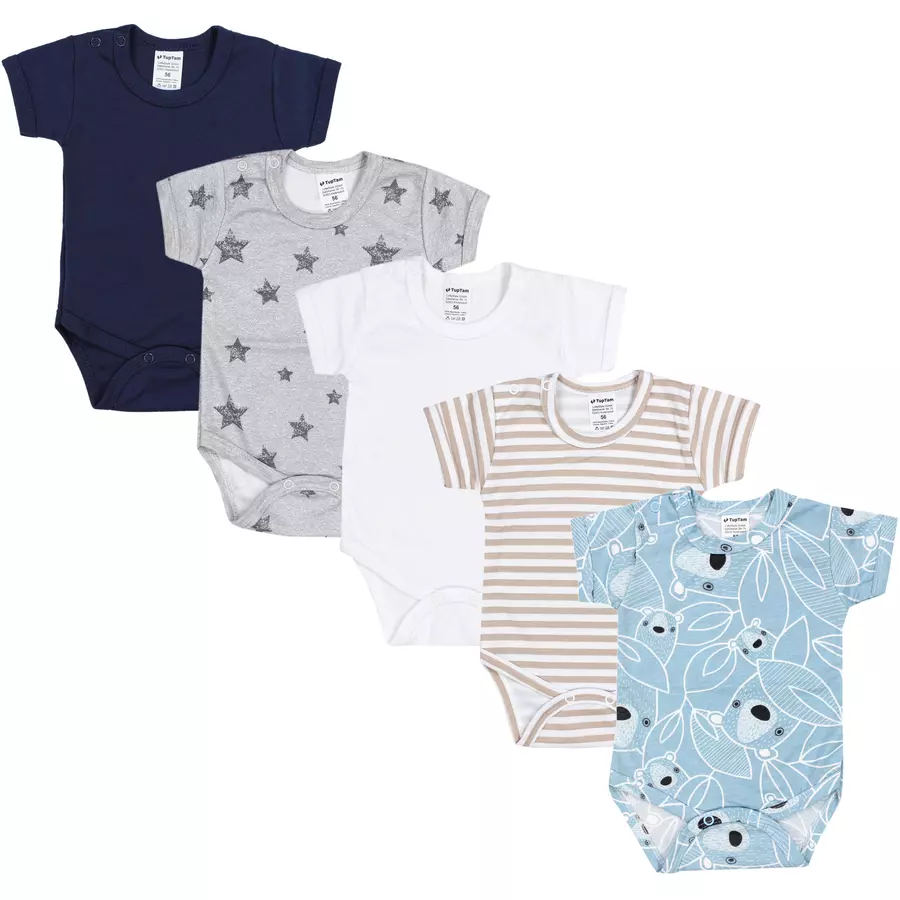 TupTam Jungen Baby Body Kurzarm 5er Pack blauweiß
