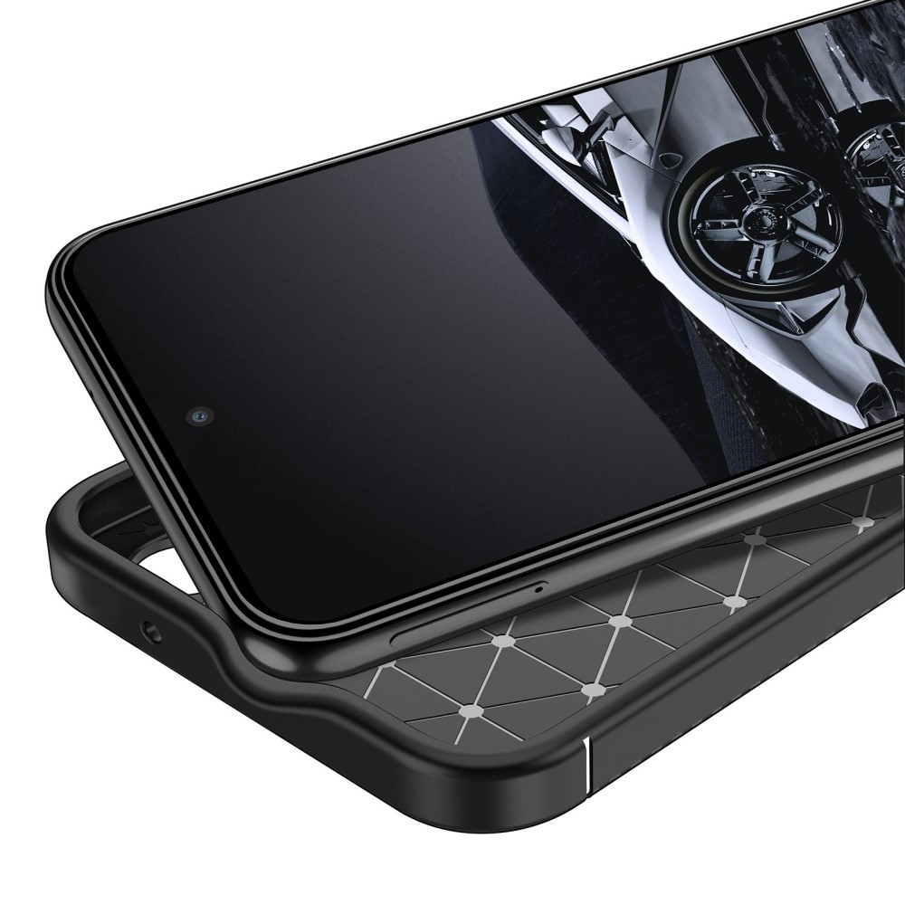 Samsung Galaxy S23 5G Gummi Case Schutzhülle mit Air Cushion Fallschutz im Carbon Look - Schwarz