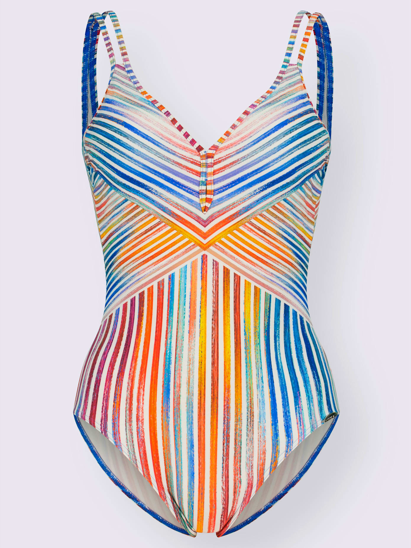 Maillot de bain 1 pièce motif rayé multicolore