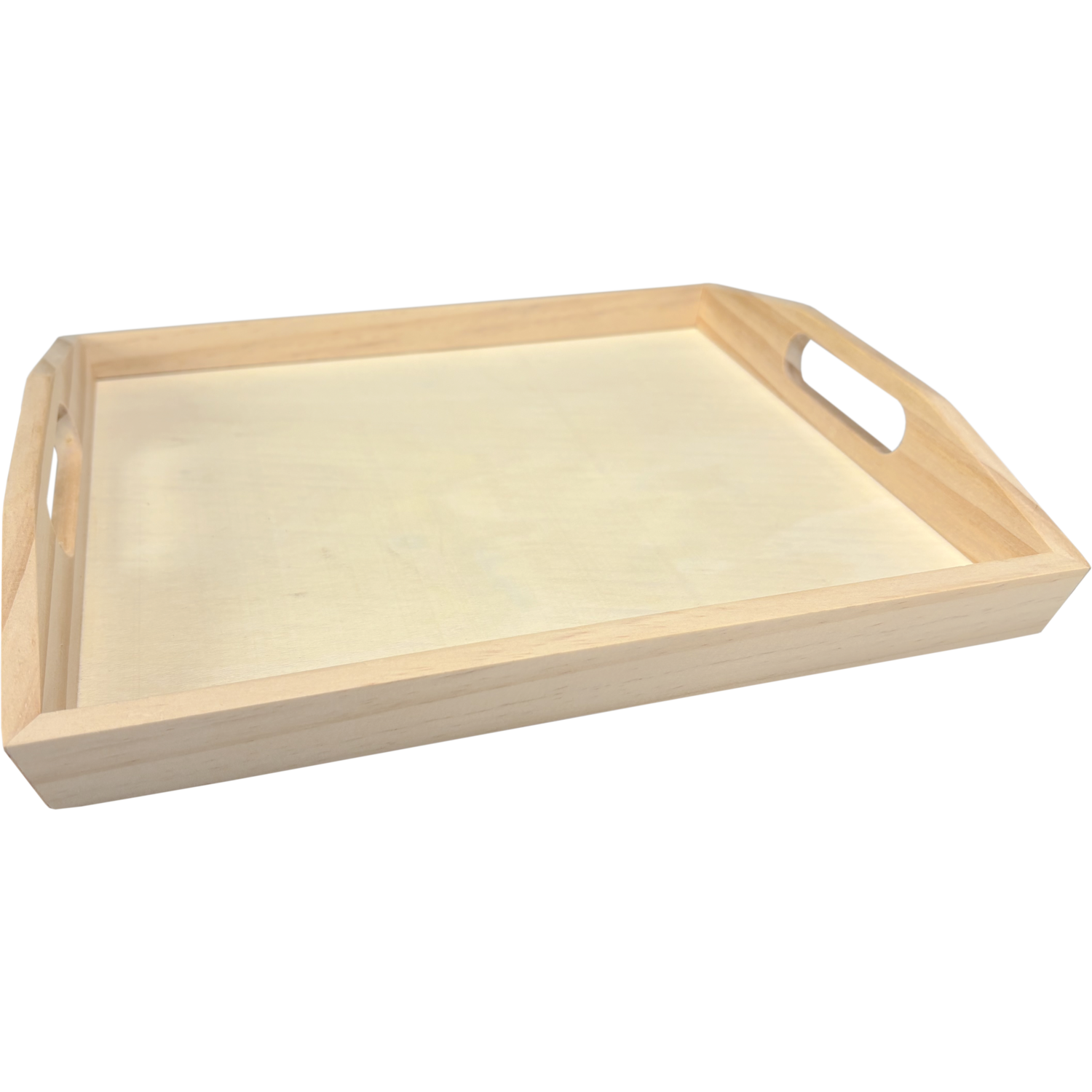 Dienblad, 27x24x4cm, met handgrepen, hout, naturel