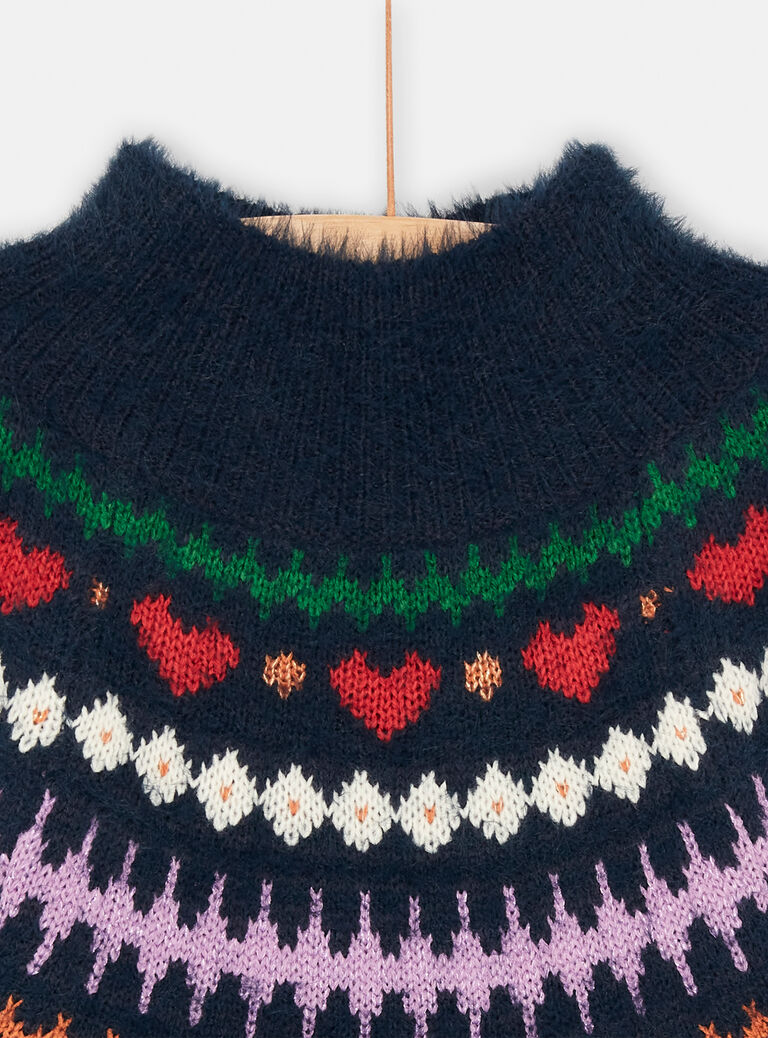 Pull noirine à motifs jacquard pour fille