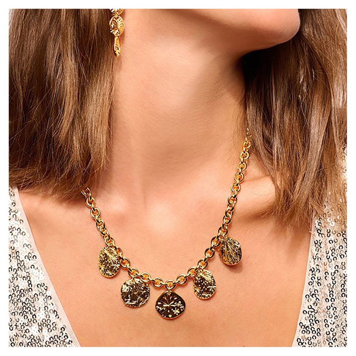 Collier Agatha Ras du cou Festive doré