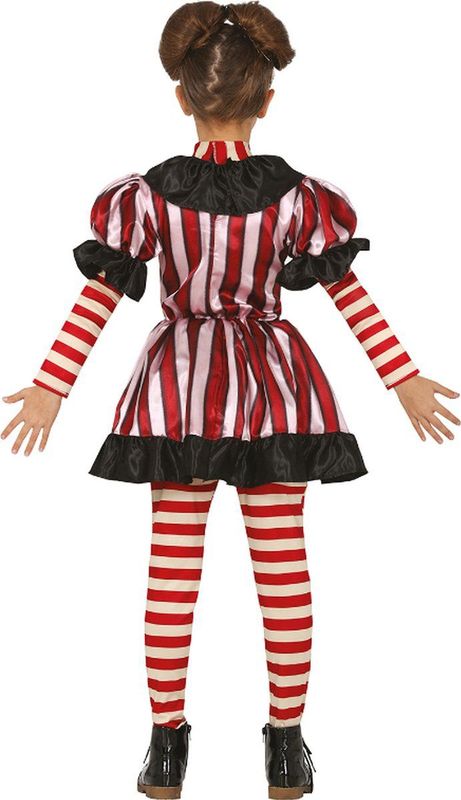 Gestreepte Clown - Kostuum - Rood Wit - Kraag Inclusief