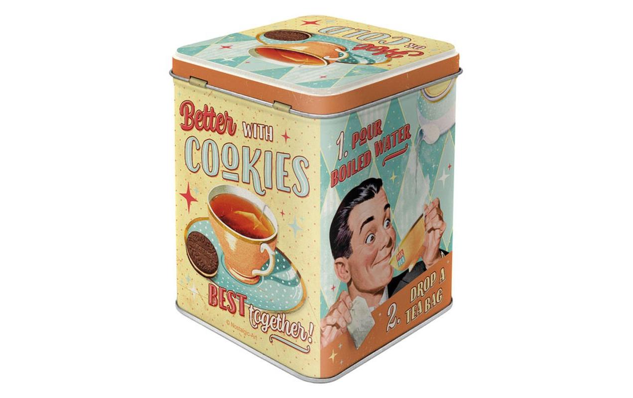Teebeutel-Box Tea & Cookies MehrfarbigTeebehälter im retro Design