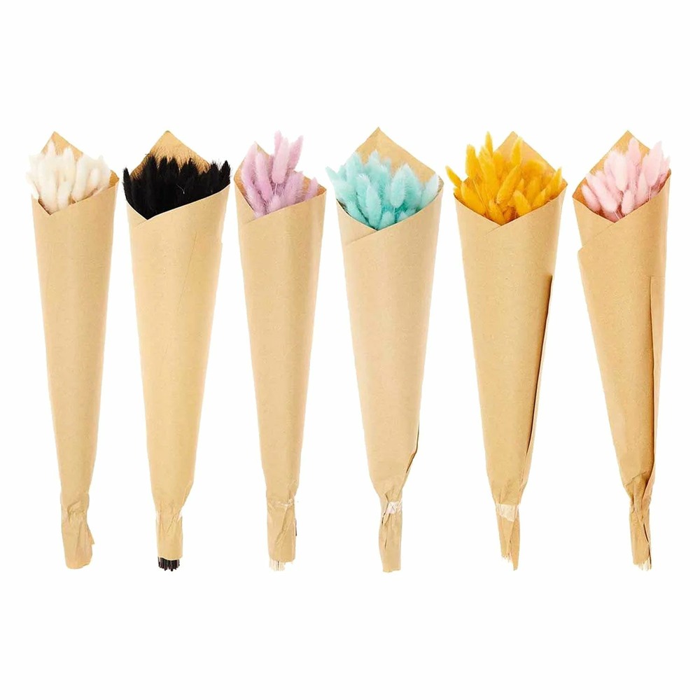6 bouquets de lagurus séchés multicolores 70 cm