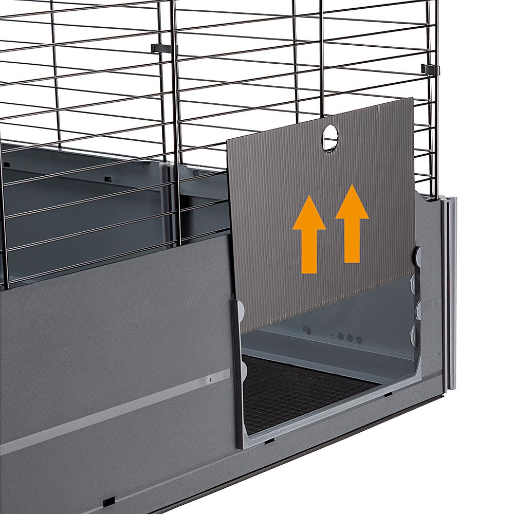 Cage modulable pour lapins et cochons d'inde multipla, en grillage métallique et plastique recyclé, avec accessoires