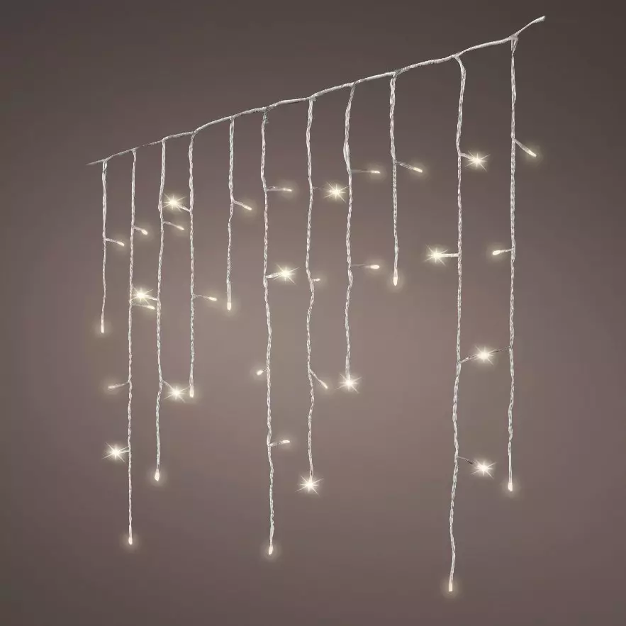 Stalactite lumineuse 11,80 m 480 LED câble transparent Stars Blanc chaud