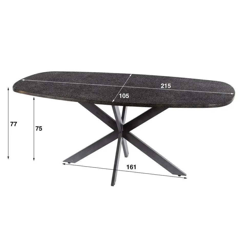 Eettafel Grijs Staal - 215x105x77cm - Metallic