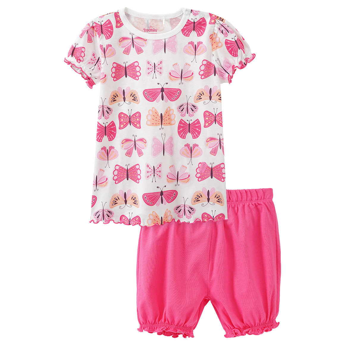Topomini Baby Shorty mit Schmetterling-Motiven weiss / pink / apricot