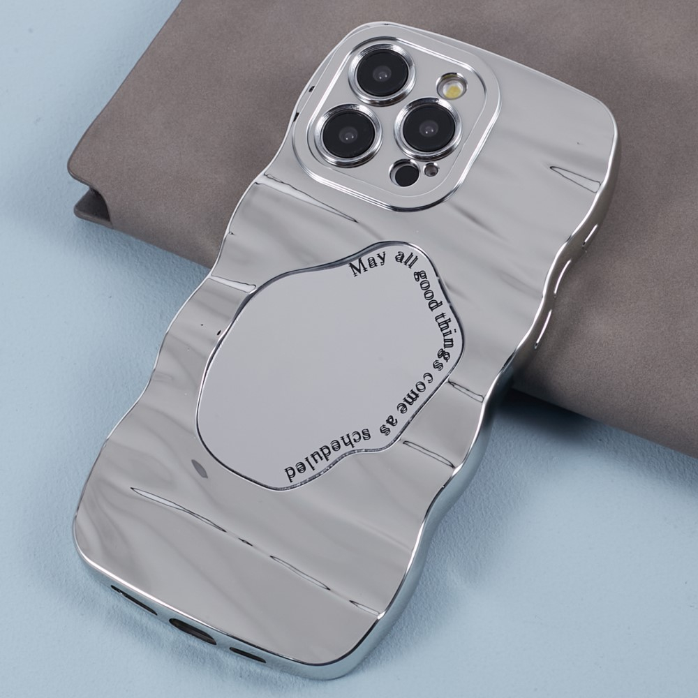 iPhone 14 Pro Gummi Case Hülle mit Spiegel und Kameraschutz - Silber