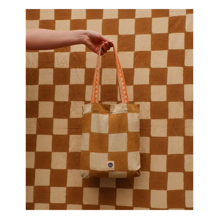 Doing Goods Plaid Checkmate et totebag en coton | Jaune moutarde