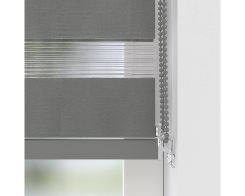 Soluna dubbel rolgordijn D-R4 grijs met kleurgecoördineerd mechanisme 60x175 cm