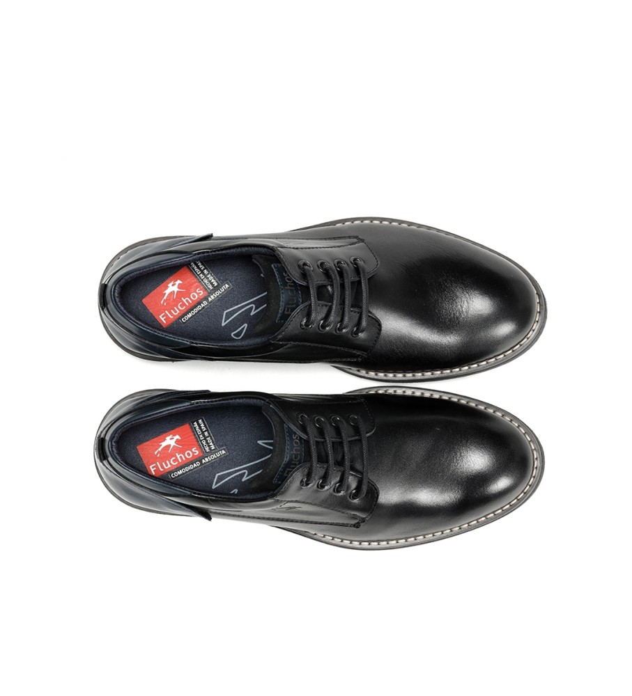 Sapatos de couro Fluchos F1340 pretos