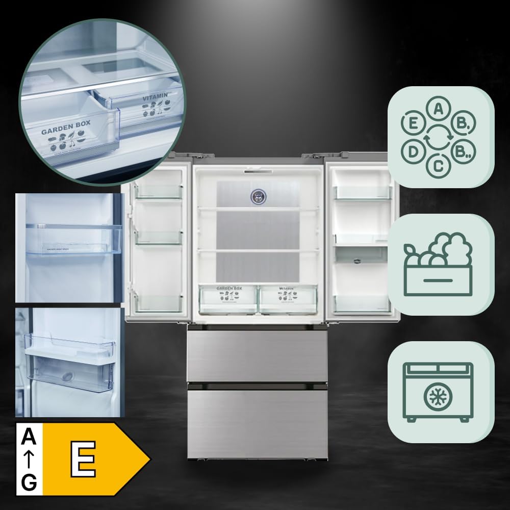 Kaiser Side-by-Side Kühlschrank KS 80420 R Kühl-Gefrierkombination Edelstahl mit Anti-Touch-Effekt | 1 Inverter | No Frost | Cloud Fresh | Wasserspender | IceMaker | VitaminPLUS | Super Frost | 506 L