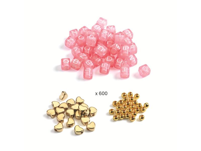 DJECO Bastelbox Buchstabenperlen gold Schmuck-Bastelset