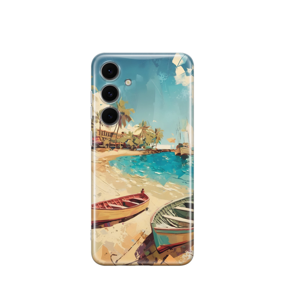 Samsung Galaxy S24 FE Gummi Hülle Aquarell Strand - Türkis
