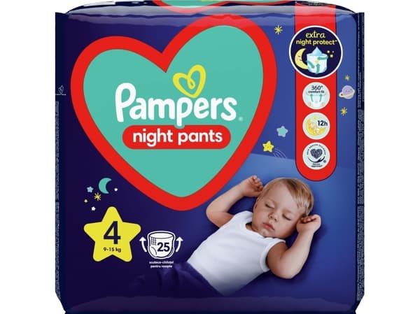 Pampers nattbleier-bukser, størrelse 4, 100 bleier, 9 kg-15 kg